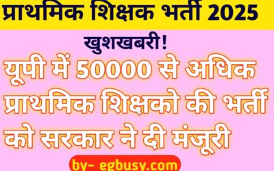प्राथमिक शिक्षक भर्ती 2025: उत्तर प्रदेश के युवाओं के लिए खुशखबरी! यूपी में 50,000 से अधिक प्राथमिक शिक्षकों की भर्ती को सरकार ने दी मंजूरी